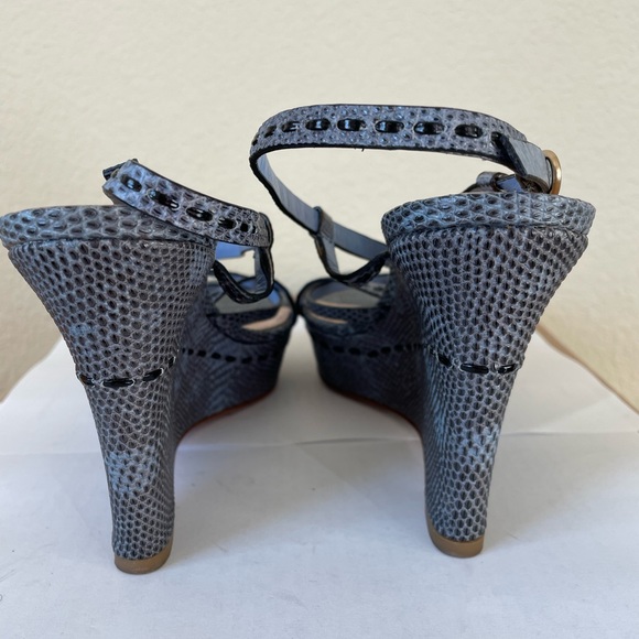 Baby blue Bally wedges with leather trim US 7 - Picture 3 of 8